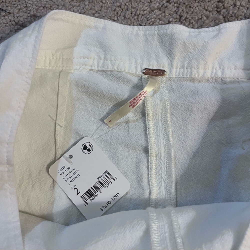 NWT Free People Heartbreaker Cotton Skort in Ivory Pleated Side Zip Closure - Picture 11 of 12
